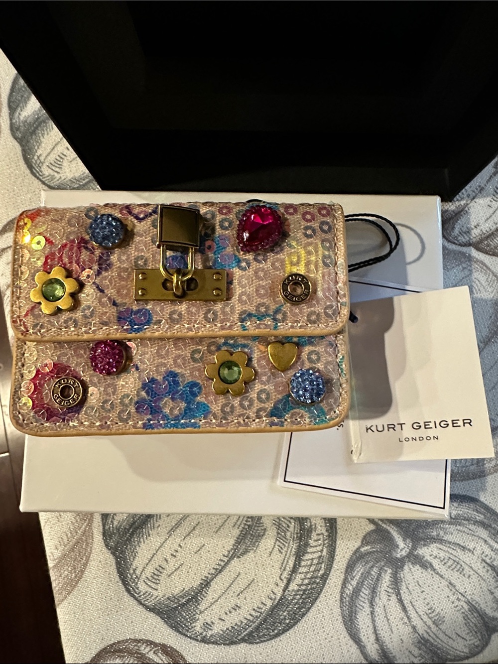 Kurt Geiger London Micro Brixton Crystal & Sequin Crossbody Bag - Picture 2 of 8